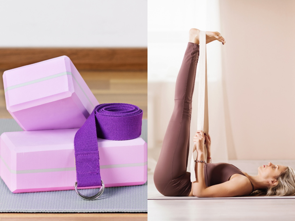 A picture of yoga blocks and straps